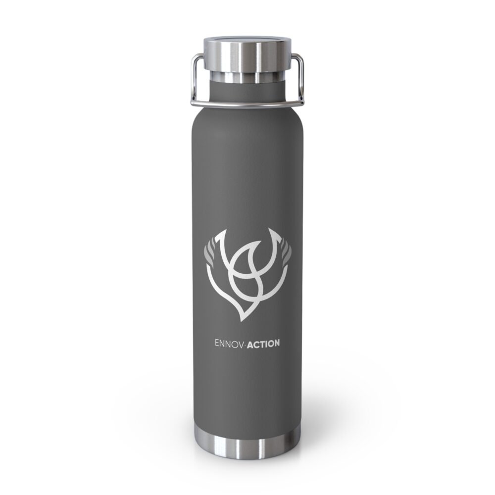 22oz Copper Vacuum Insulated Bottle — Grey Stainless Water Bottle with 'InnovAction' Logo